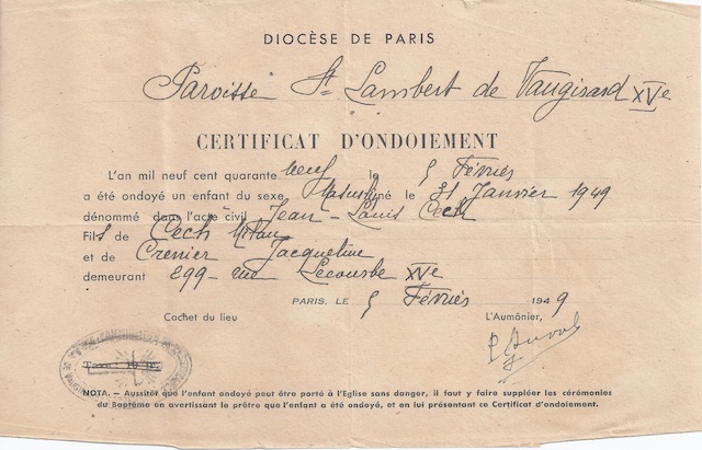 Certificat Ondoiement